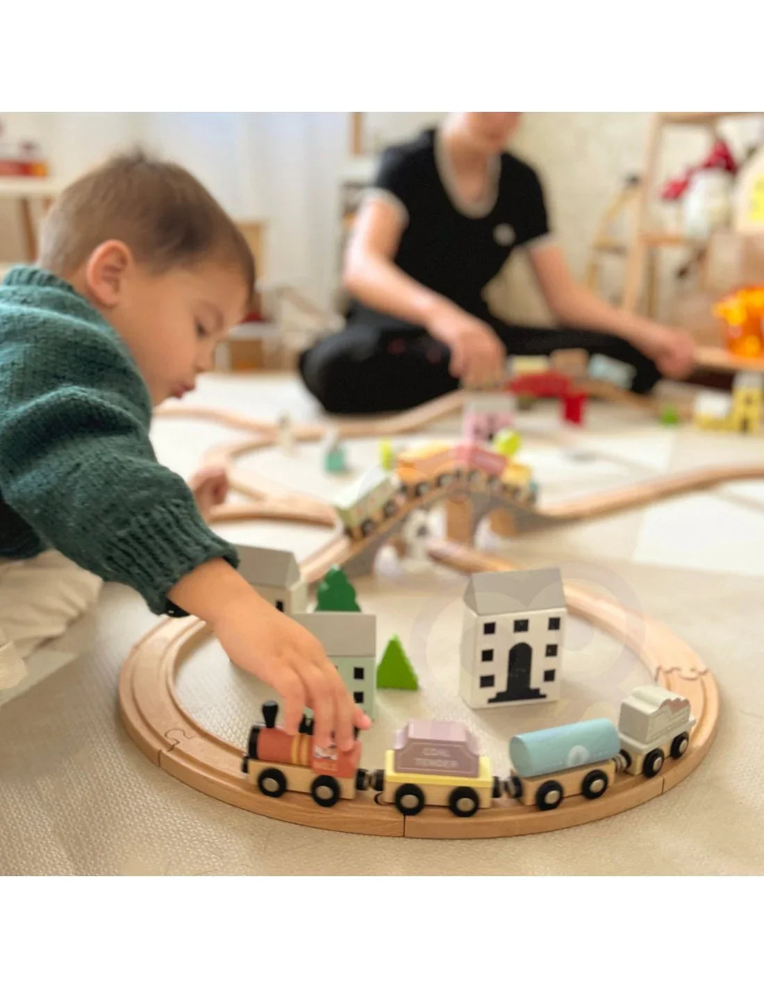 Magnetyczne wagoniki drewniane TOOKY TOY dla malucha