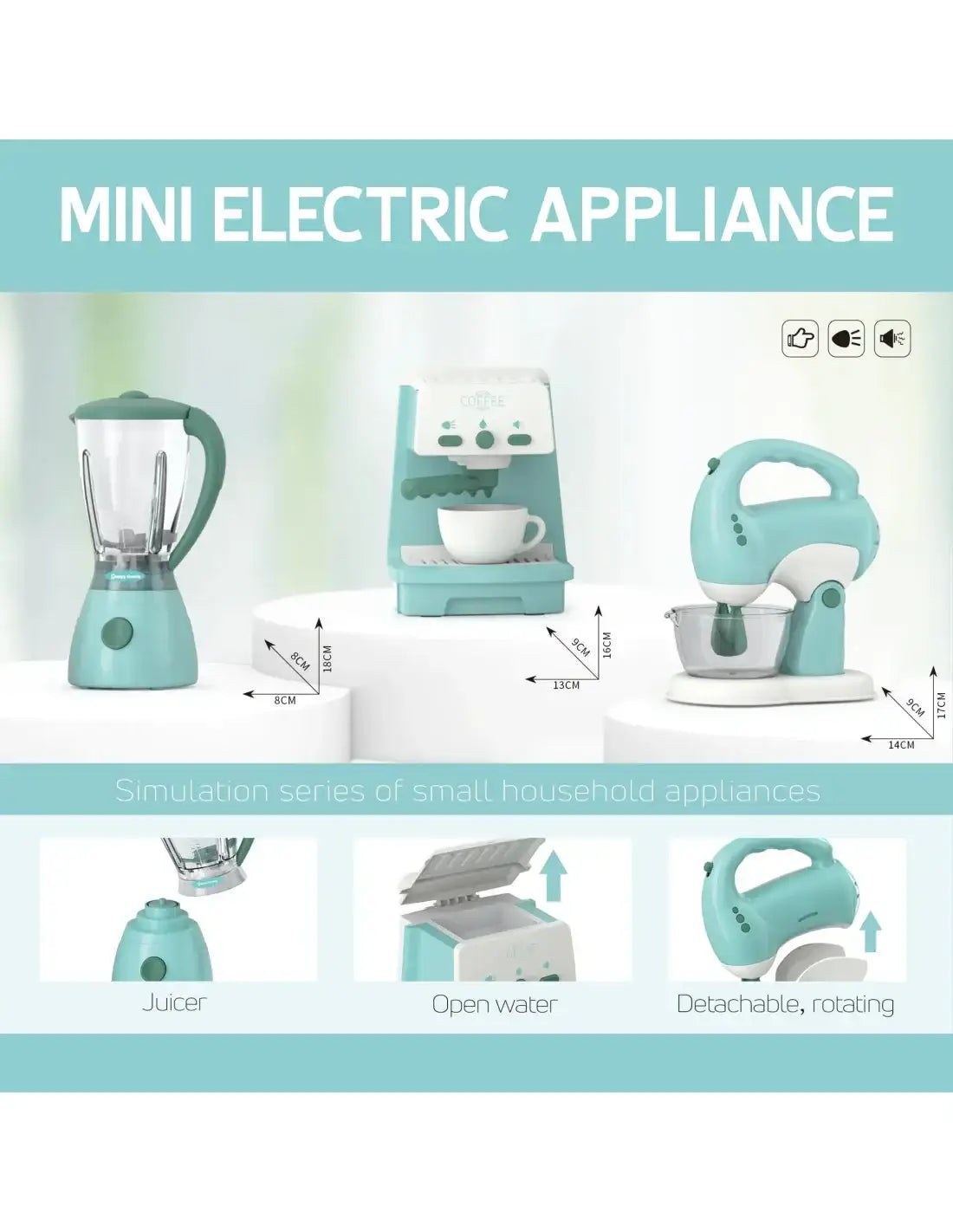 8-WOOPIE Zestaw AGD 3w1 Ekspres Mikser Blender Efekty Dźwiękowe Świetlne-8