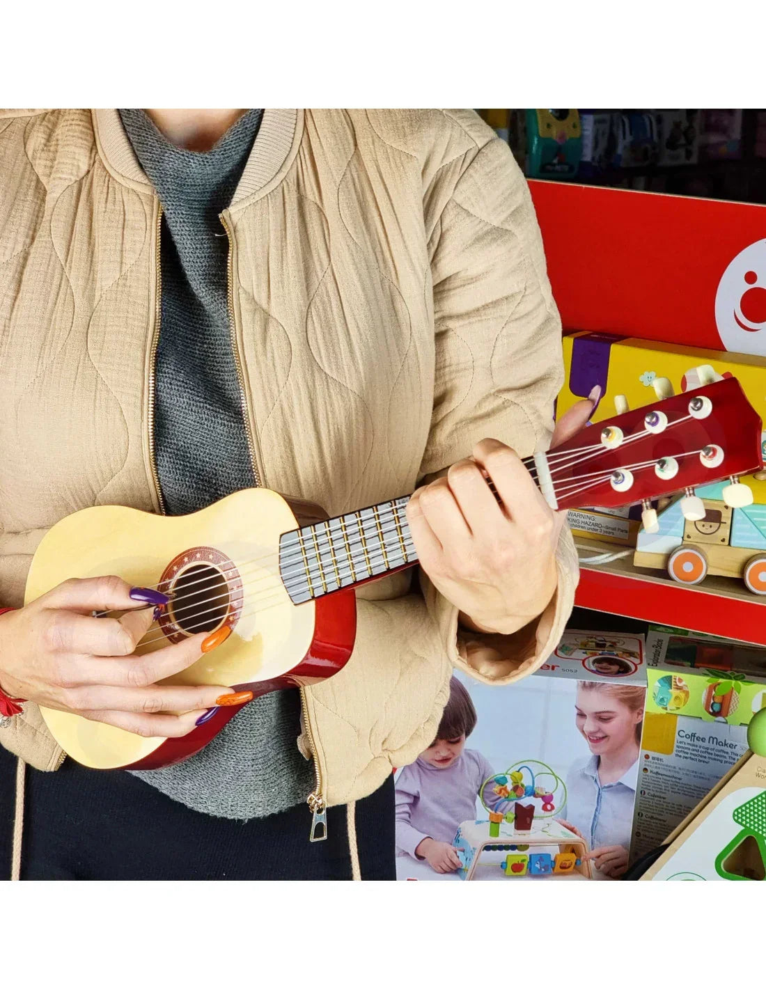 Gitara dziecięca Viga 6 strun drewniana zabawka  - zabawki-dla-dziewczynki