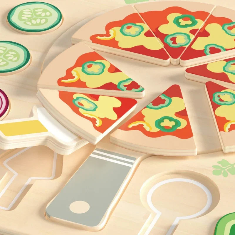 CLASSIC WORLD Drewniana Pizza do Krojenia Układanka Warzywa 22 el. - zabawki-dla-dziewczynki