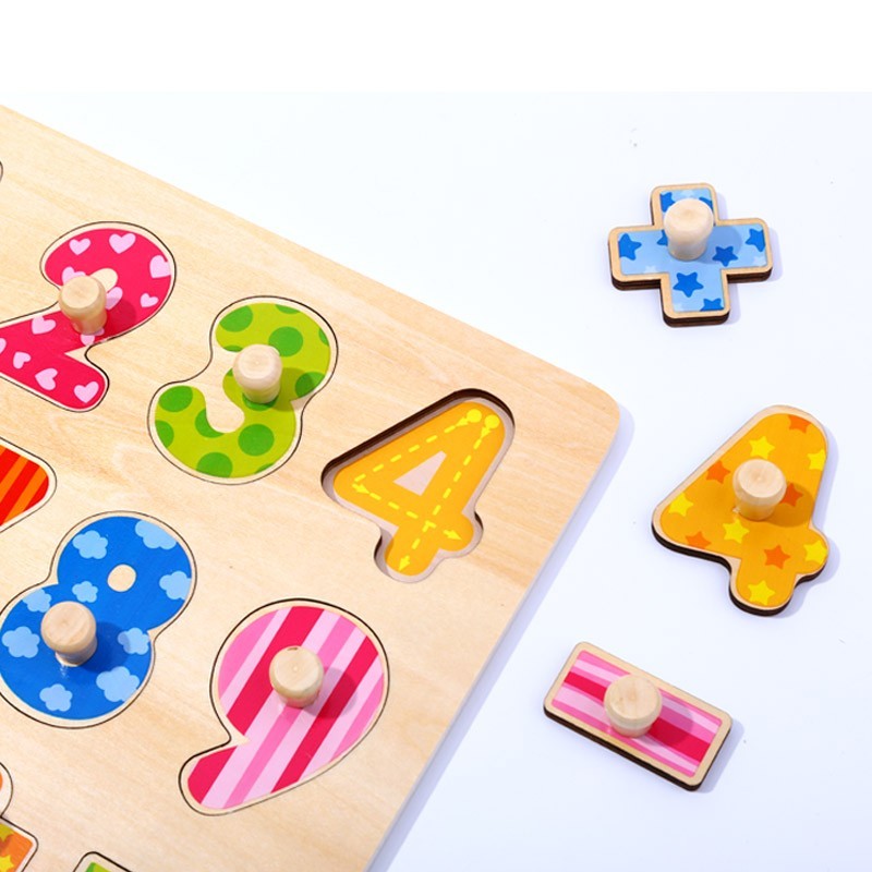 5-TOOKY TOY Drewniane Puzzle Nauka Liczenia Układanka Z Pinezkami Cyferki-5