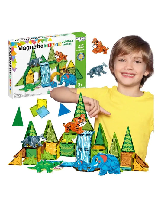 WOOPIE klocki magnetyczne 3D Zwierzęta Dżungli 45 el. zestaw edukacyjny