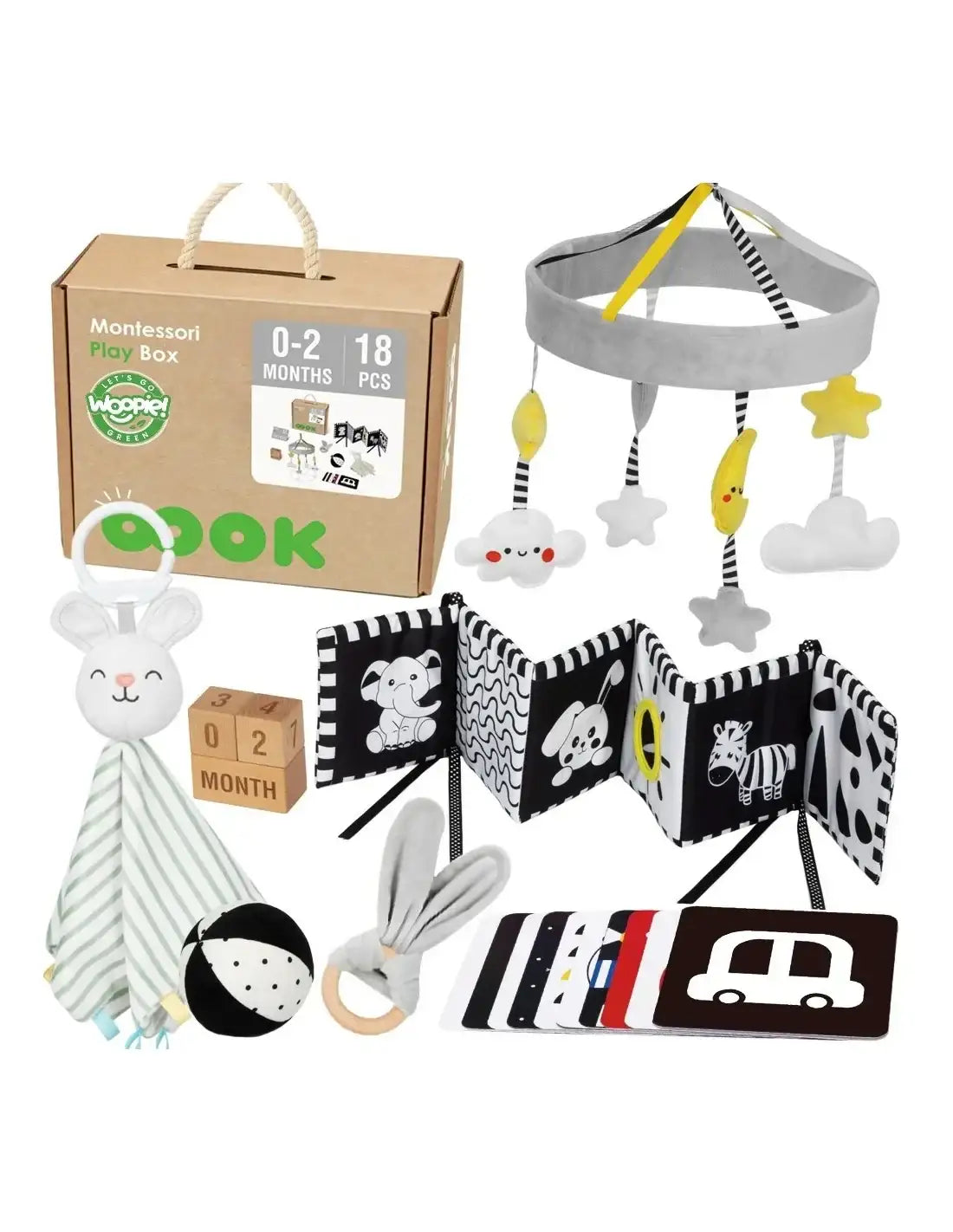 WOOPIE GREEN box Montessori XXL 7w1 dla noworodka 0-2 miesiące - zabawki-dla-dziewczynki
