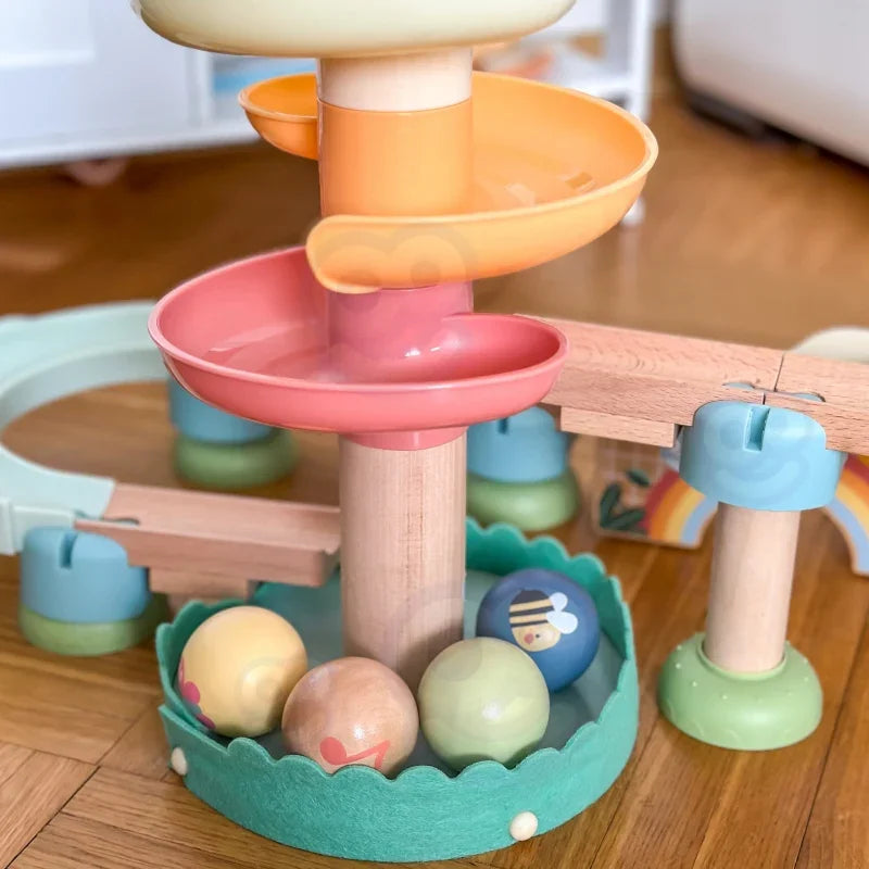 10-WOOPIE GREEN Drewniany Tor Kulkowy z Efektami Dźwiękowymi Cymbałki FSC-10