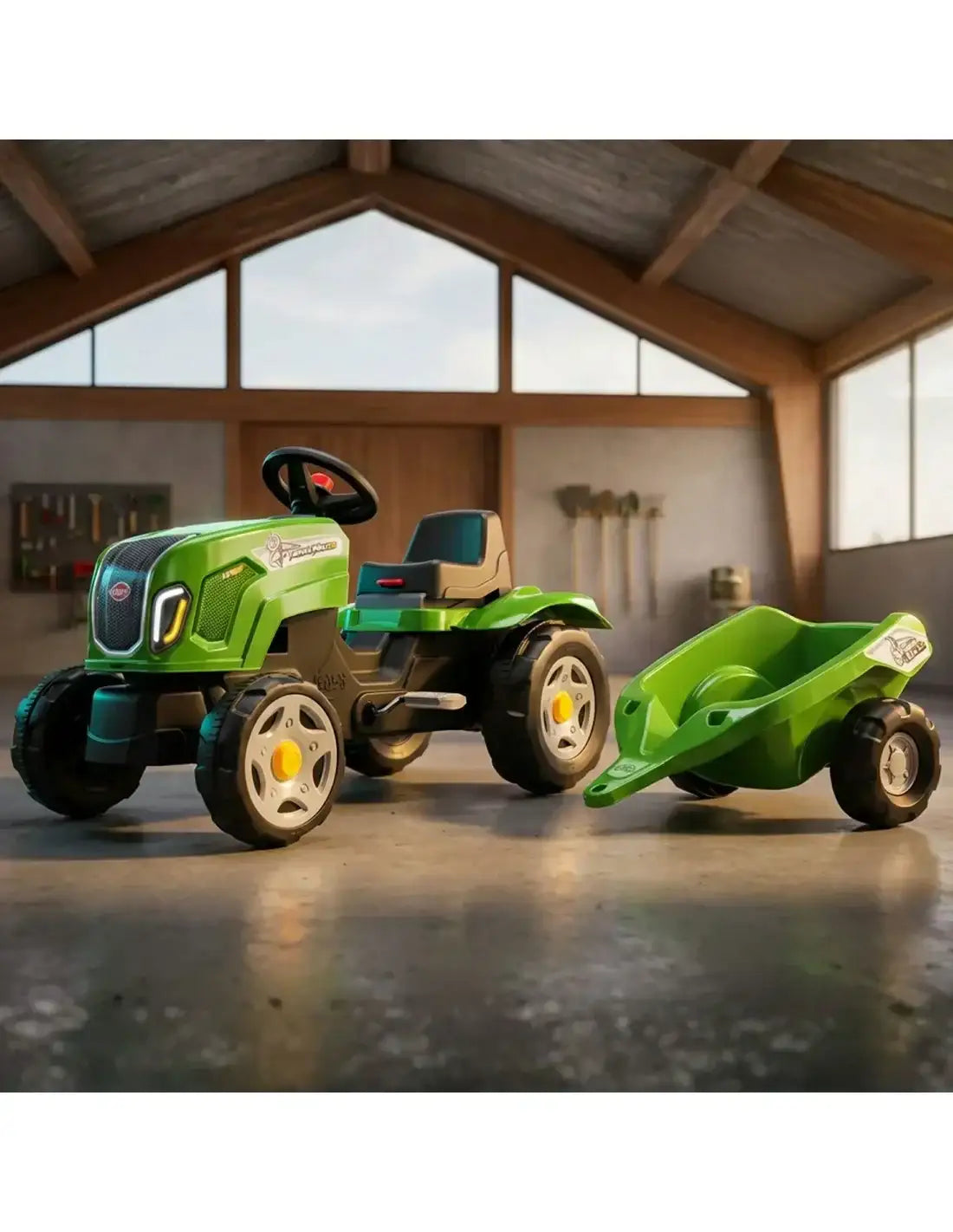 FALK Traktor Claas Terra Maxx z odczepianą przyczepką – transport piasku i zabawek - zabawki-dla-dziewczynki