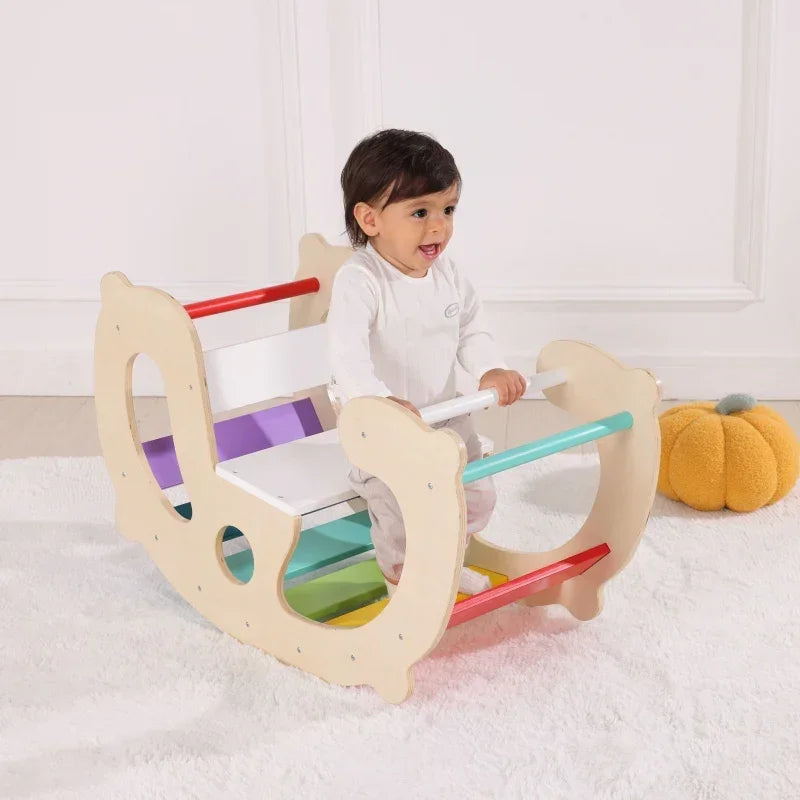 Drewniany Bujak i Mostek WOOPIE GREEN Montessori zabawka edukacyjna - zabawki-dla-dziewczynki
