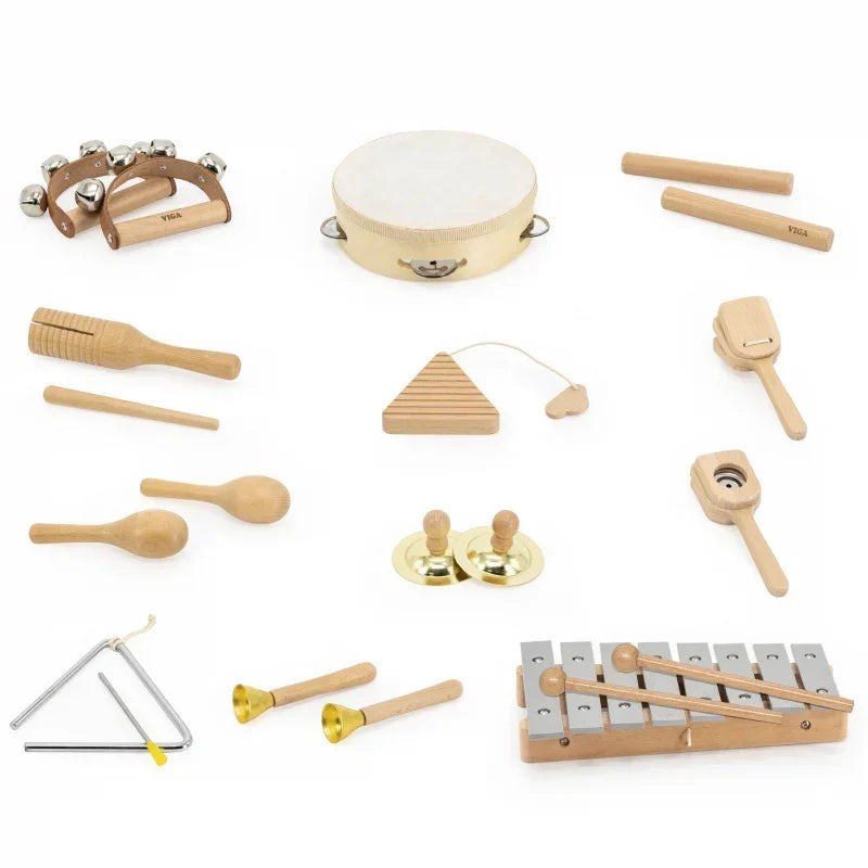 Drewniana tablica muzyczna VIGA 12 instrumentów dla dzieci - zabawki-dla-dziewczynki