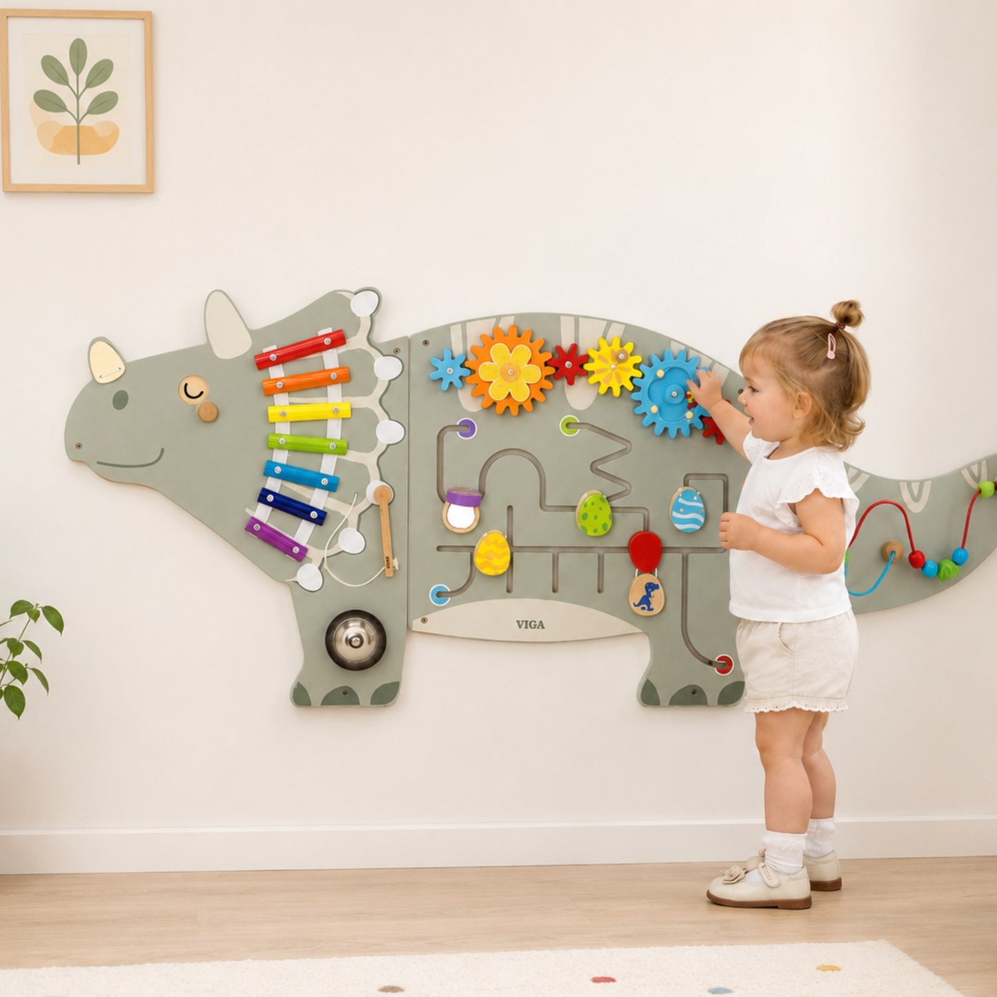2-VIGA Ścienny Panel Aktywności Dinozaur Triceratops Tablica 18m+-2