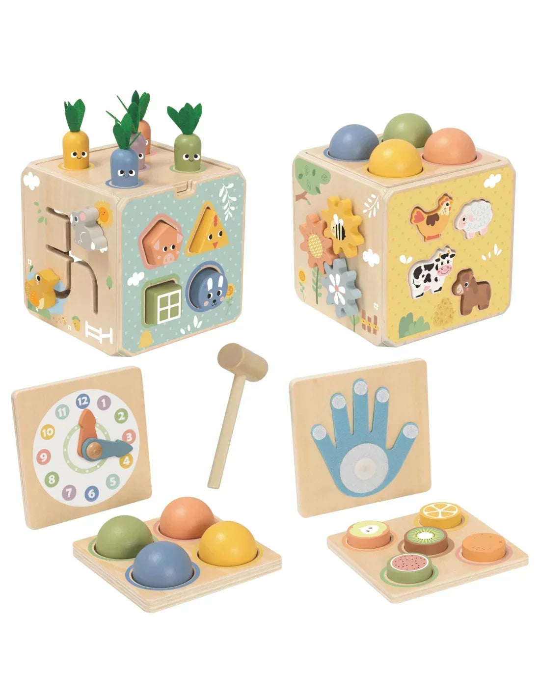 TOOKY TOY drewniana wiosenna kostka edukacyjna 5w1 dla dzieci