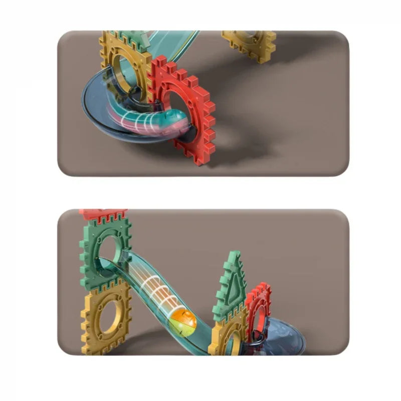WOOPIE Klocki Konstrukcyjne 3D Zestaw Edukacyjny Tor Kulkowy 128el. - zabawki-dla-dziewczynki