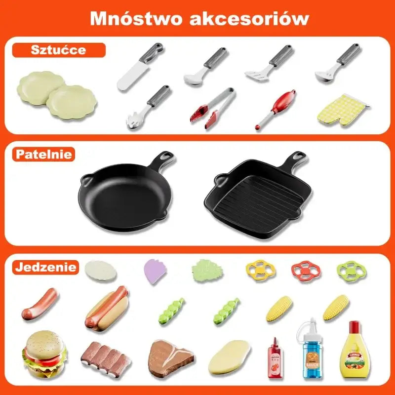 Kuchnia ogrodowa Woopie grill LED zestaw 31 elementów dla dzieci - zabawki-dla-dziewczynki