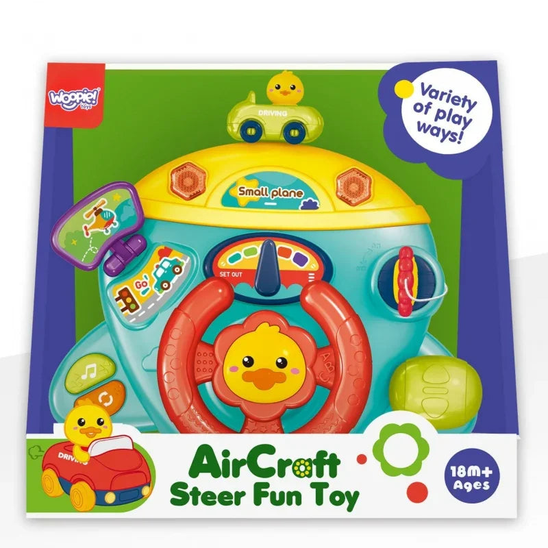 WOOPIE BABY Interaktywna Kierownica Samolot Pojazd na Łózeczko Wózek Efekty 18m+ - zabawki-dla-dziewczynki