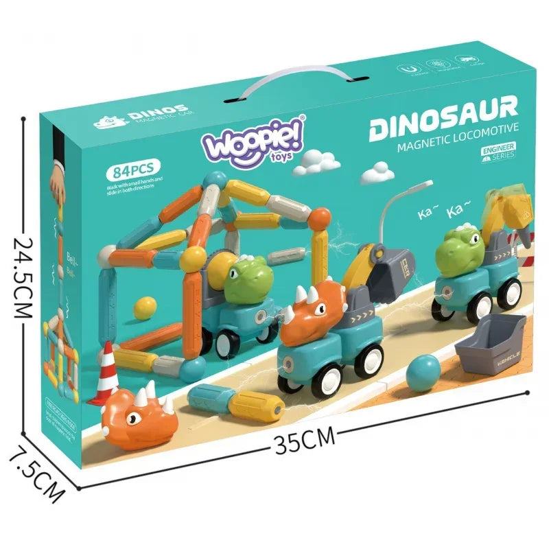 Magnetyczne elementy konstrukcyjne dinozaury zestaw WOOPIE - zabawki-dla-dziewczynki
