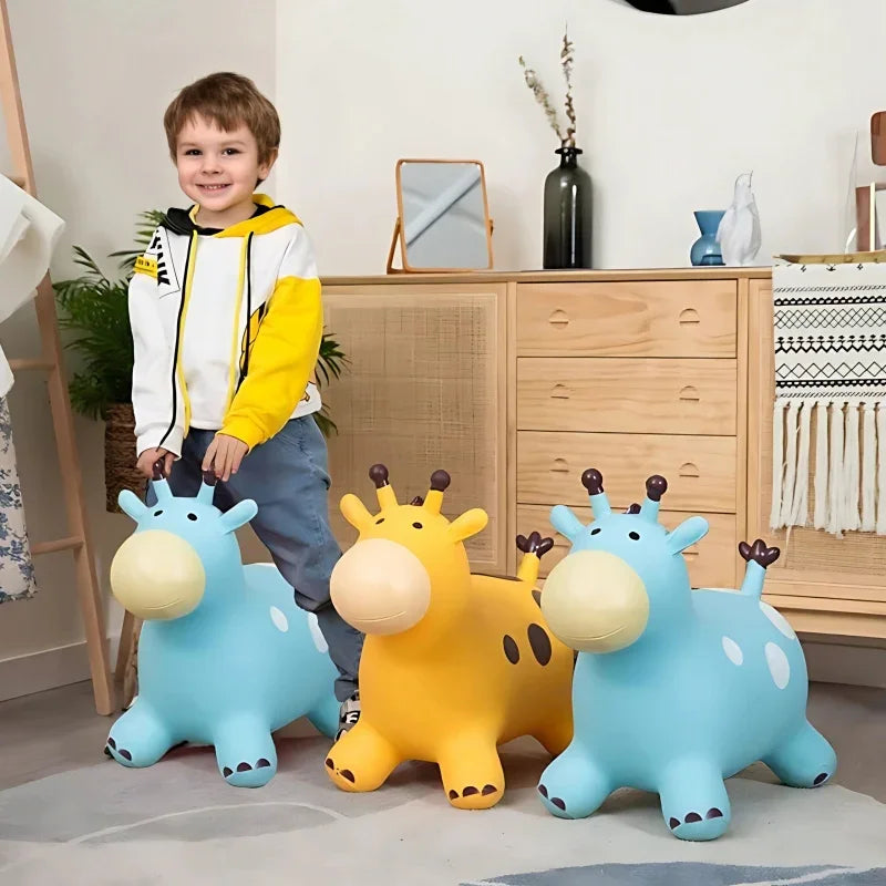 WOOPIE Skoczek Gumowy do Skakania Żyrafa Żółta + Pompka - zabawki-dla-dziewczynki