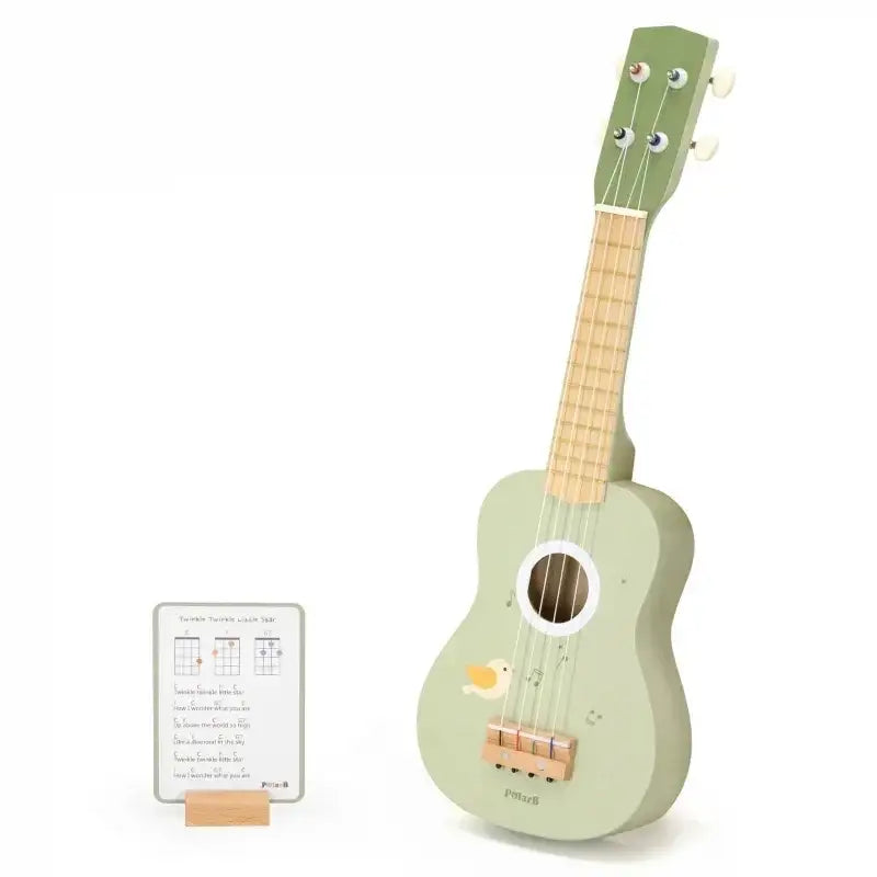 Viga Drewniane Ukulele zielone z nutami dla dzieci - zabawki-dla-dziewczynki