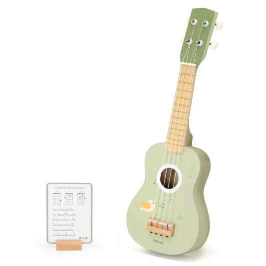 Viga Drewniane Ukulele zielone z nutami dla dzieci - zabawki-dla-dziewczynki