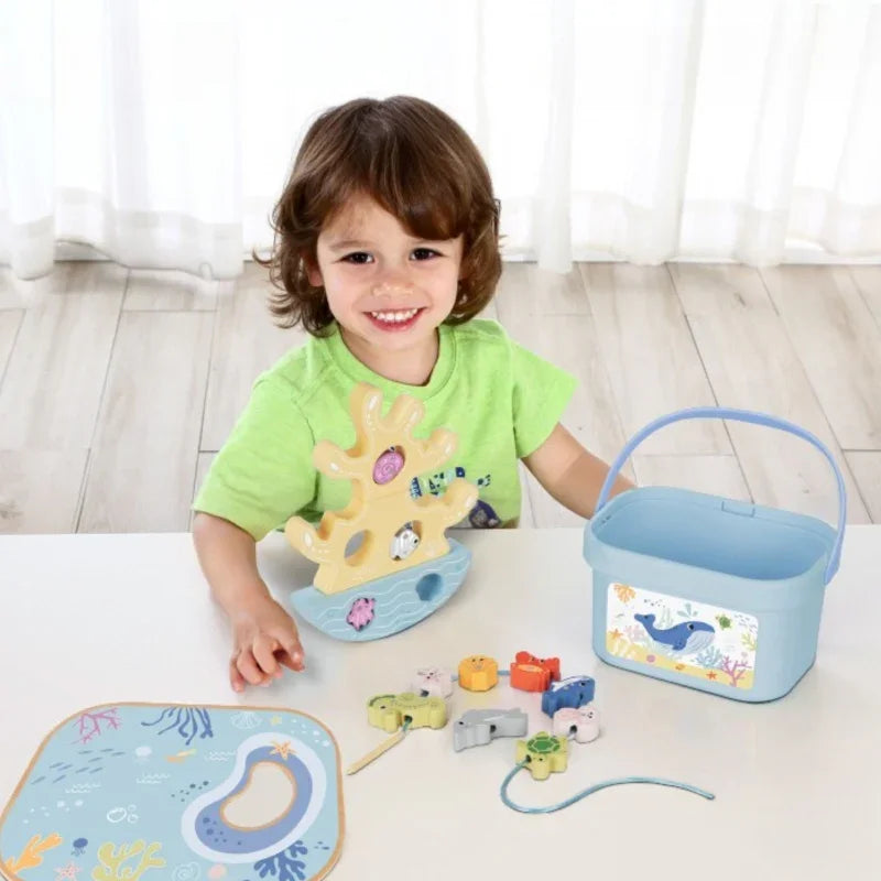 Drewniany zestaw TOOKY TOY Łowienie ryb zabawka edukacyjna - zabawki-dla-dziewczynki