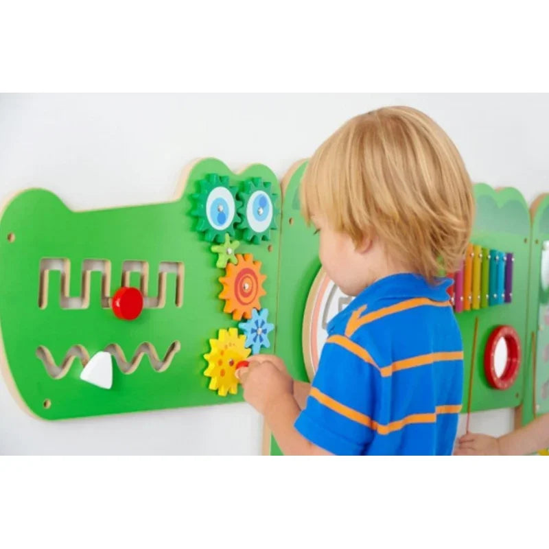 VIGA Tablica Sensoryczna Manipulacyjna Krokodyl Certyfikat FSC Montessori - zabawki-dla-dziewczynki