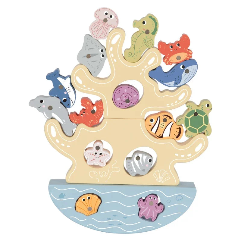 Drewniany zestaw TOOKY TOY Figurki morskie kreatywna zabawa - zabawki-dla-dziewczynki