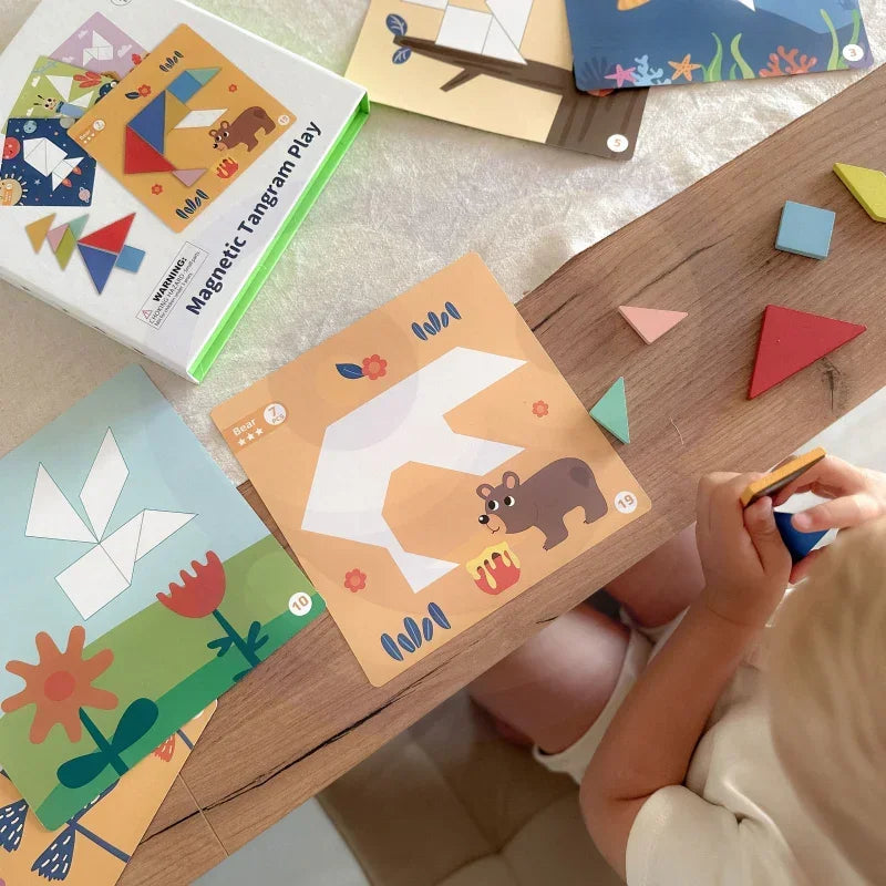 Puzzle edukacyjne Tangram TOOKY TOY kreatywna nauka kształtów TOOKY TOY Tangram układanka edukacyjna - zabawki-dla-dziewczynki