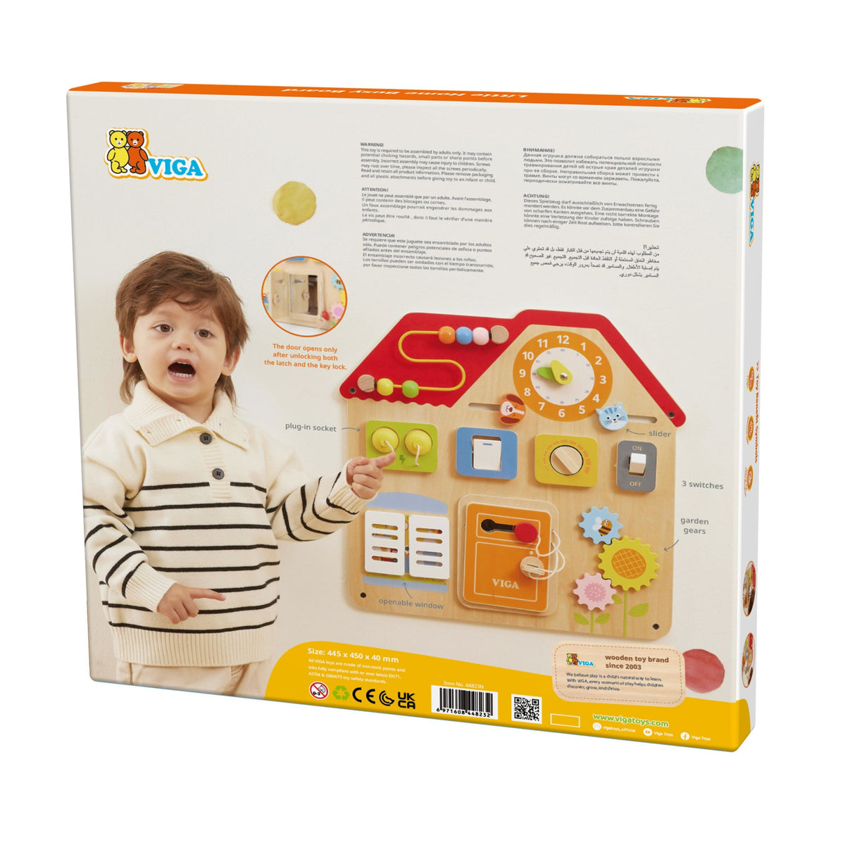 10-VIGA Drewniana Tablica Manipulacyjna Domek Odkrywania i Nauki-10
