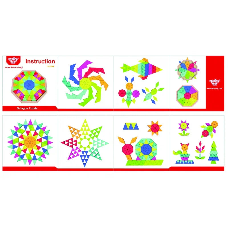 TOOKY TOY Puzzle Ośmiokątne Drewniana Mozaika Edukacyjna (73el.) - zabawki-dla-dziewczynki