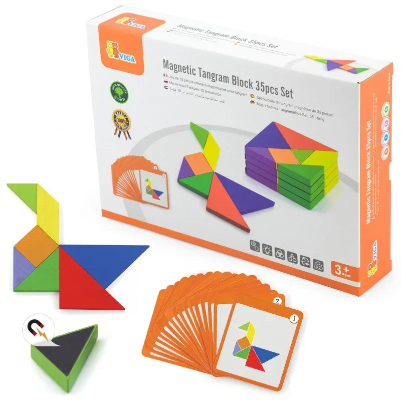 Drewniana gra logiczna VIGA tangram zestaw dla dzieci - zabawki-dla-dziewczynki