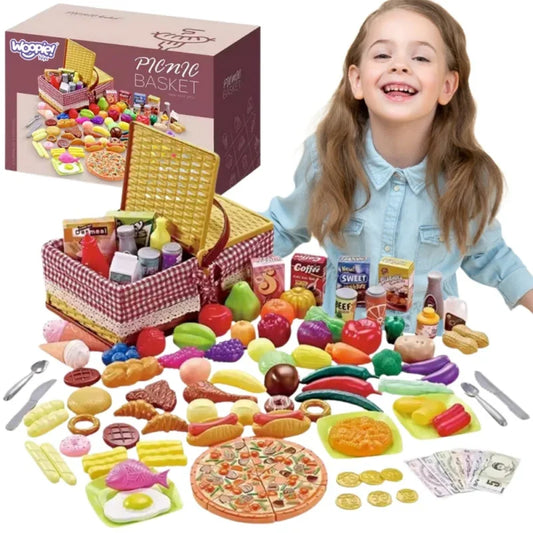 WOOPIE Kosz Piknikowy Owoce Warzywa Fast Food Zestaw XXL 103el. - zabawki-dla-dziewczynki