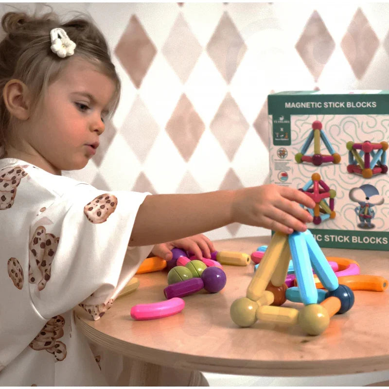 WOOPIE Magnetyczne Klocki Konstrukcyjne Edukacyjne Duże Grube 28 el. - zabawki-dla-dziewczynki