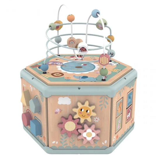 TOOKY TOY Interaktywny Drewniany Sześciokąt Montessori Otwierane Pudełko - zabawki-dla-dziewczynki