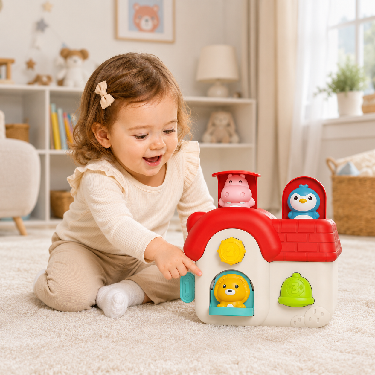 2-WOOPIE BABY Interaktywny Domek Pop-Up Wyskakujące Zwierzątka Zabawka Manipulacyjna 18m+-2