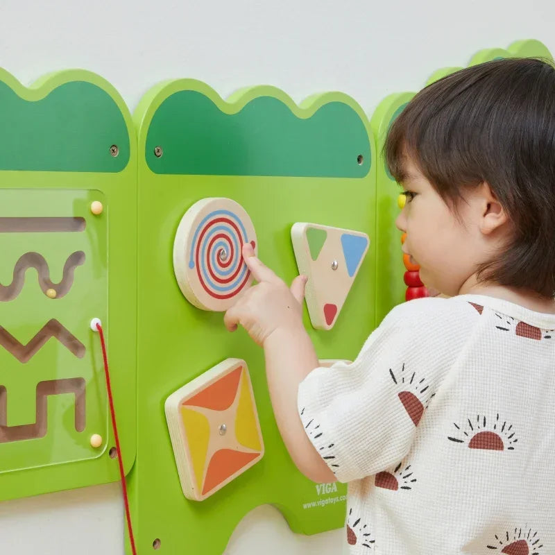 Drewniana tablica sensoryczna Krokodyl VIGA Montessori - zabawki-dla-dziewczynki