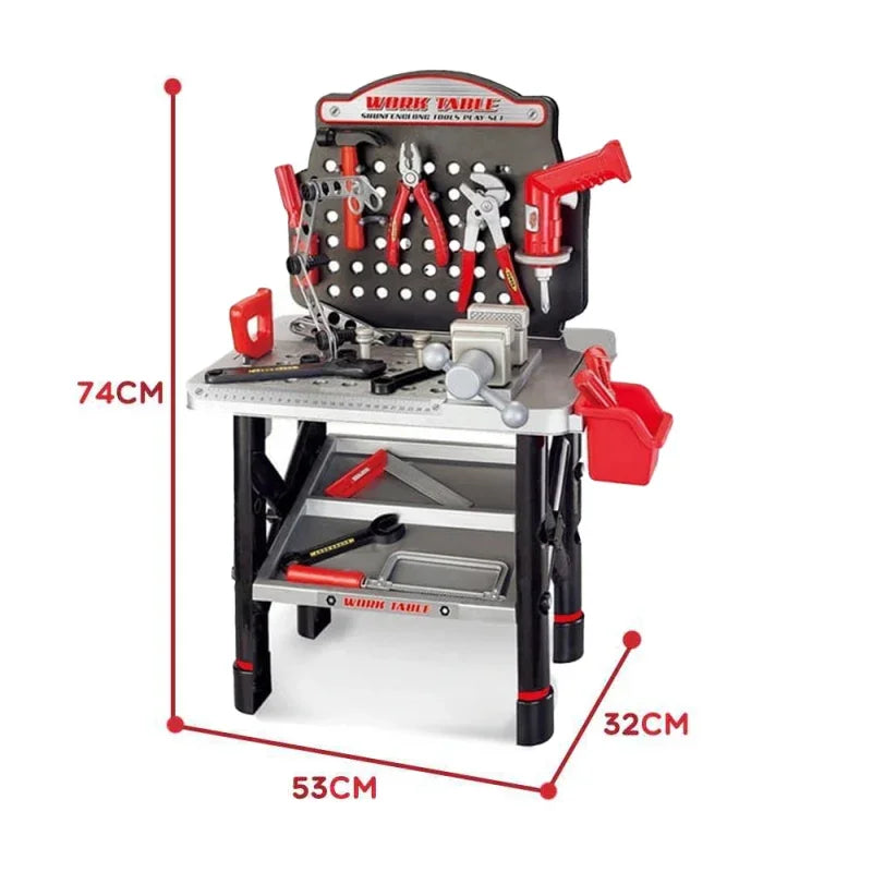 WOOPIE Duży Warsztat z Narzędziami dla Dzieci Zestaw Majsterkowicza Wiertarka Piła Młotek 50 el. - zabawki-dla-dziewczynki