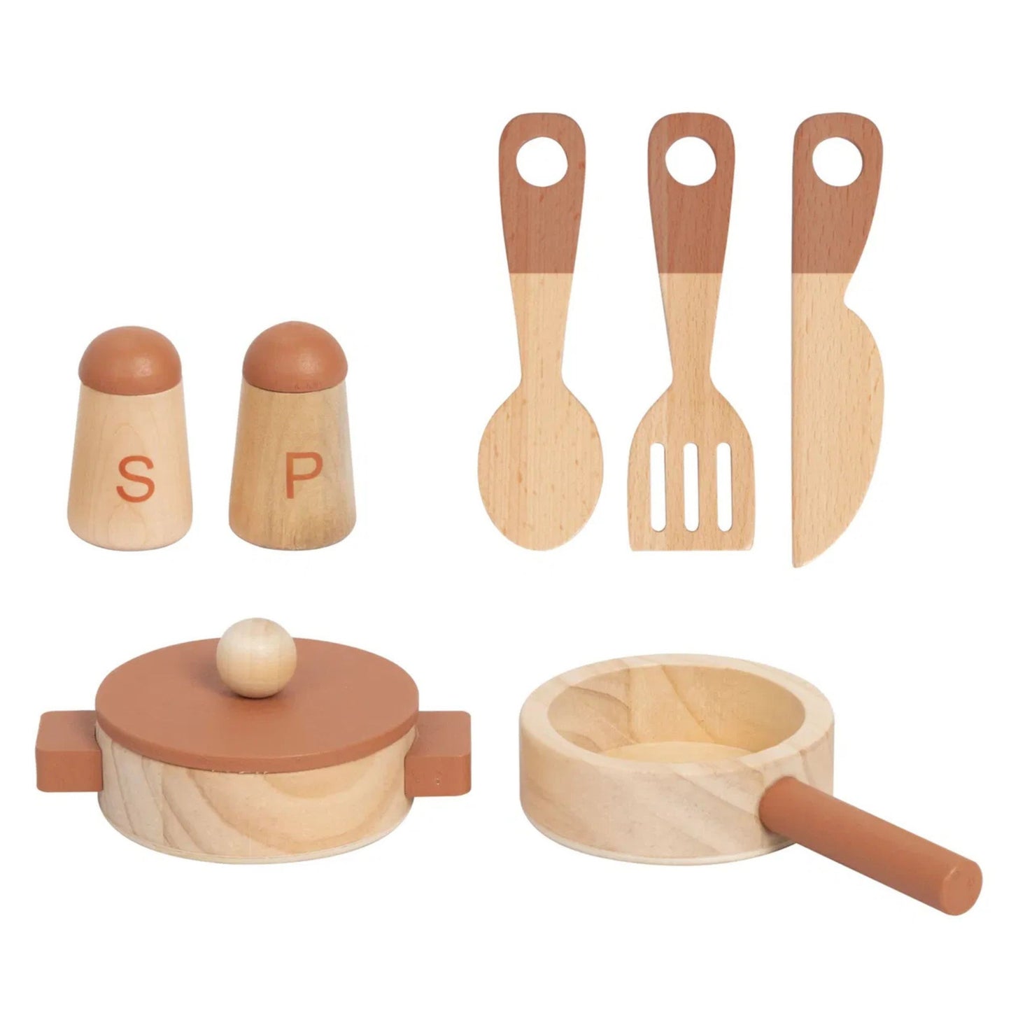 4-TOOKY TOY Drewniana Beżowa Kuchnia z Akcesoriami-4