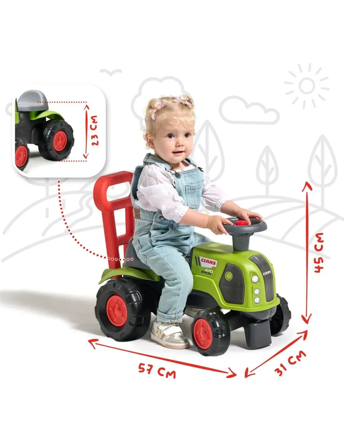 FALK jeździk pchacz traktor Baby Claas Arion 470 2w1 - zabawki-dla-dziewczynki