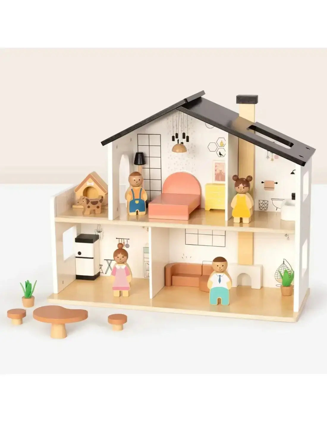 TOOKY TOY domek dla lalek 20 elementów – zabawka drewniana dla dzieci