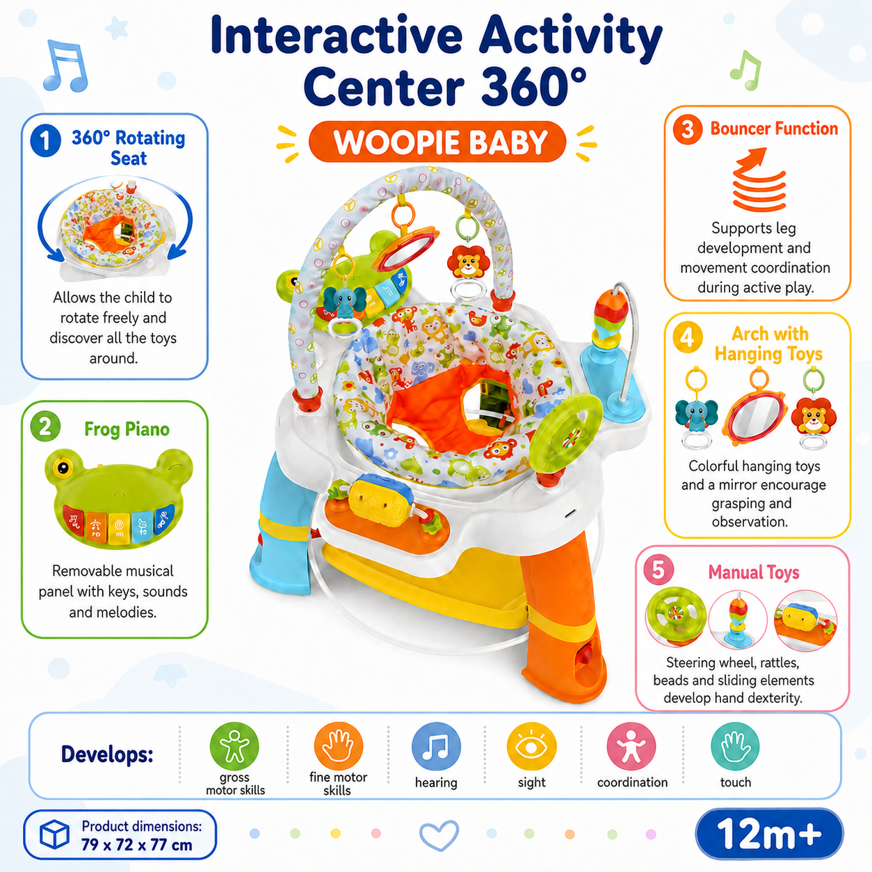 8-WOOPIE BABY Siedzisko Obrotowe Interaktywne Centrum Aktywności 12m+-8
