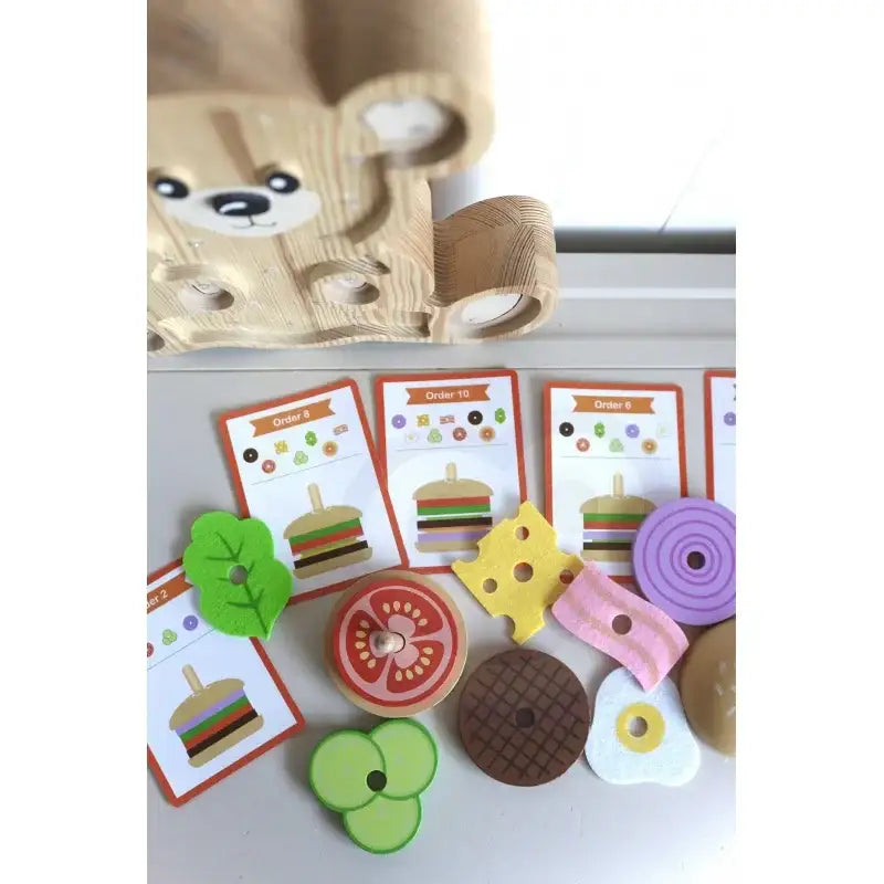 WOOPIE GREEN drewniany burger zabawka Montessori - zabawki-dla-dziewczynki
