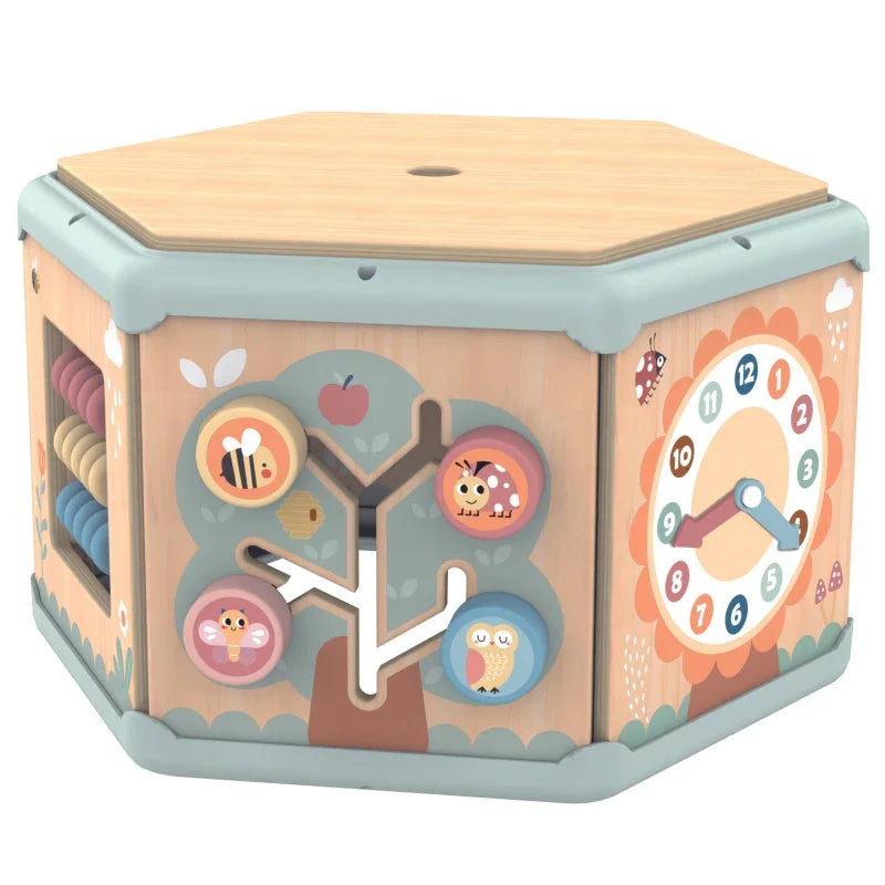 TOOKY TOY Interaktywny Drewniany Sześciokąt Montessori Otwierane Pudełko - zabawki-dla-dziewczynki