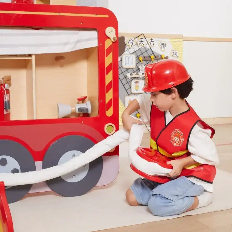 VIGA Toys duży wóz strażacki drewniany zabawka rozwijająca wyobraźnię - zabawki-dla-dziewczynki