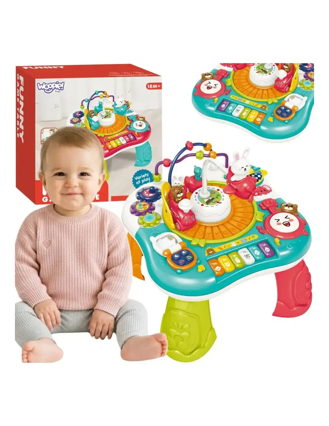 Interaktywny stolik edukacyjny WOOPIE BABY 2w1 dla niemowląt i małych dzieci