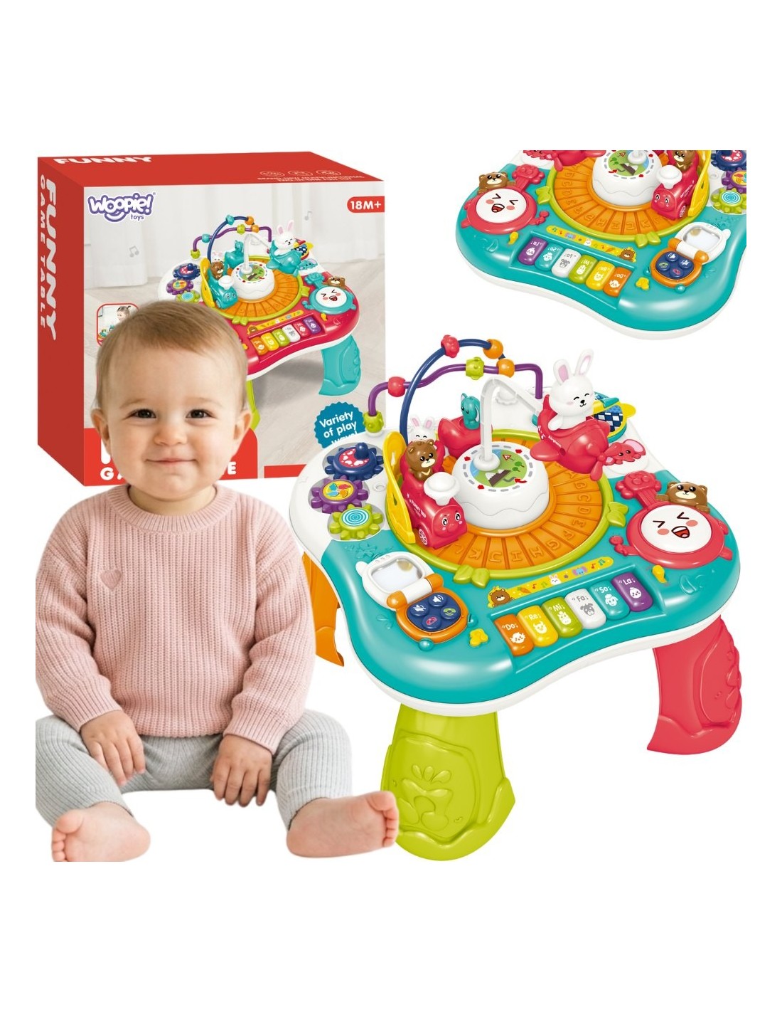 1-WOOPIE BABY Stolik Edukacyjny Interaktywny 2w1 Pianinko Dźwięki-1