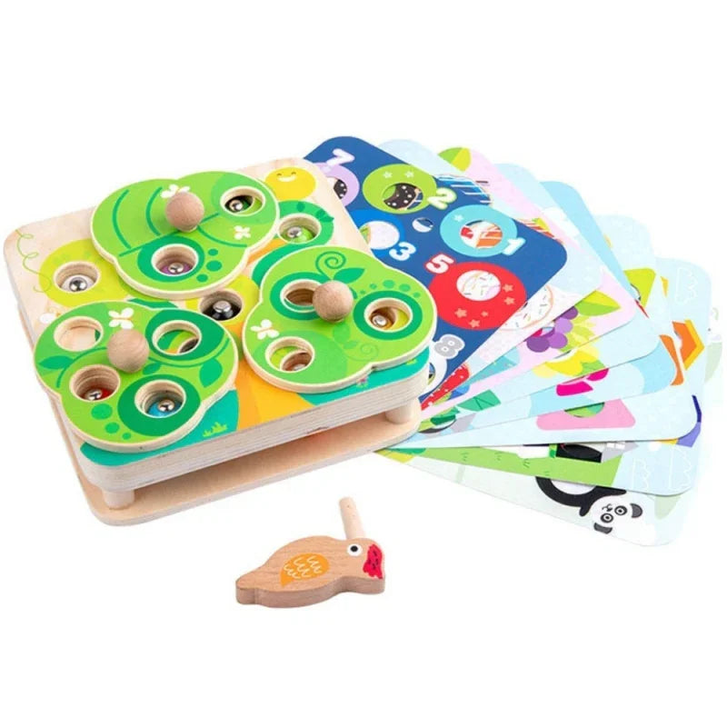 TOOKY TOY Drewniana Gra Zręcznościowa 2w1 Wyciągnij Robaczki dla Dzieci - zabawki-dla-dziewczynki