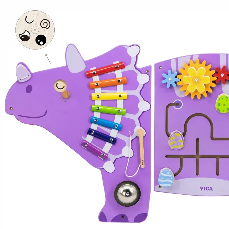 VIGA tablica manipulacyjna dinozaur Triceratops dla dzieci - zabawki-dla-dziewczynki