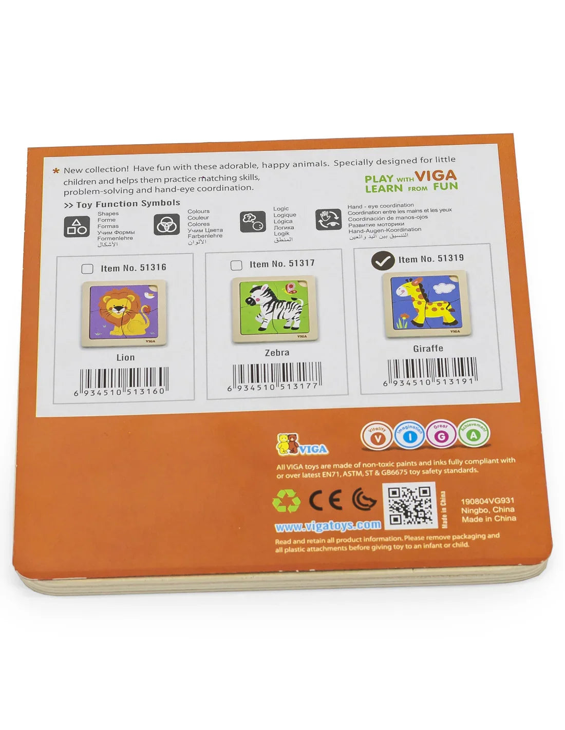 6-VIGA Poręczne Drewniane Puzzle Żyrafa-6