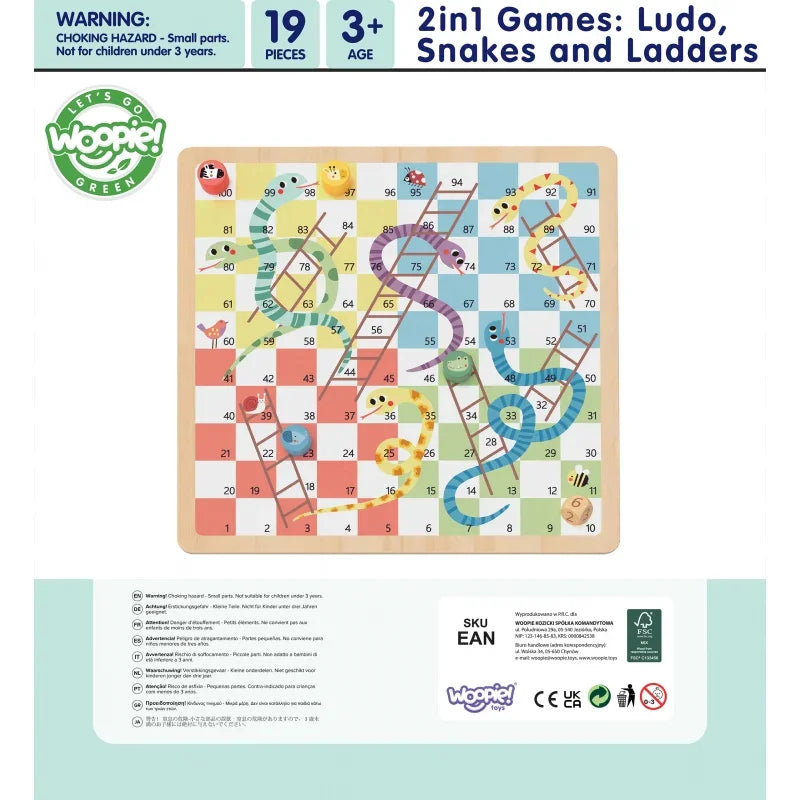 WOOPIE GREEN Gry Planszowe Logiczne 2w1 Ludo Chińczyk + Uwolnij Zwierzątka - zabawki-dla-dziewczynki