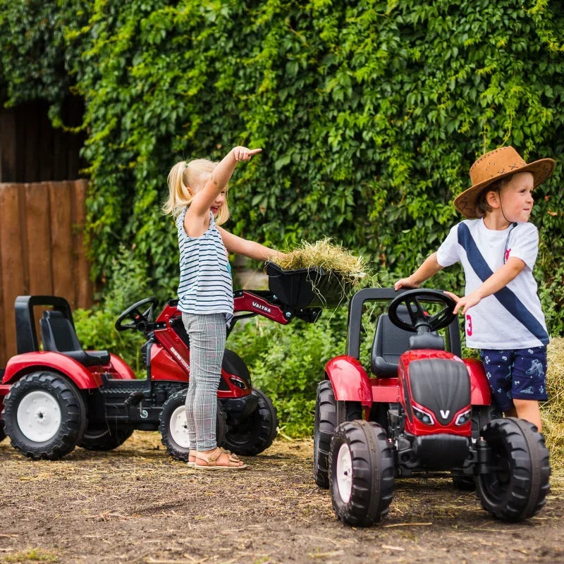 Bordowy traktor na pedały FALK Valtra do zabawy w ogrodzie - zabawki-dla-dziewczynki