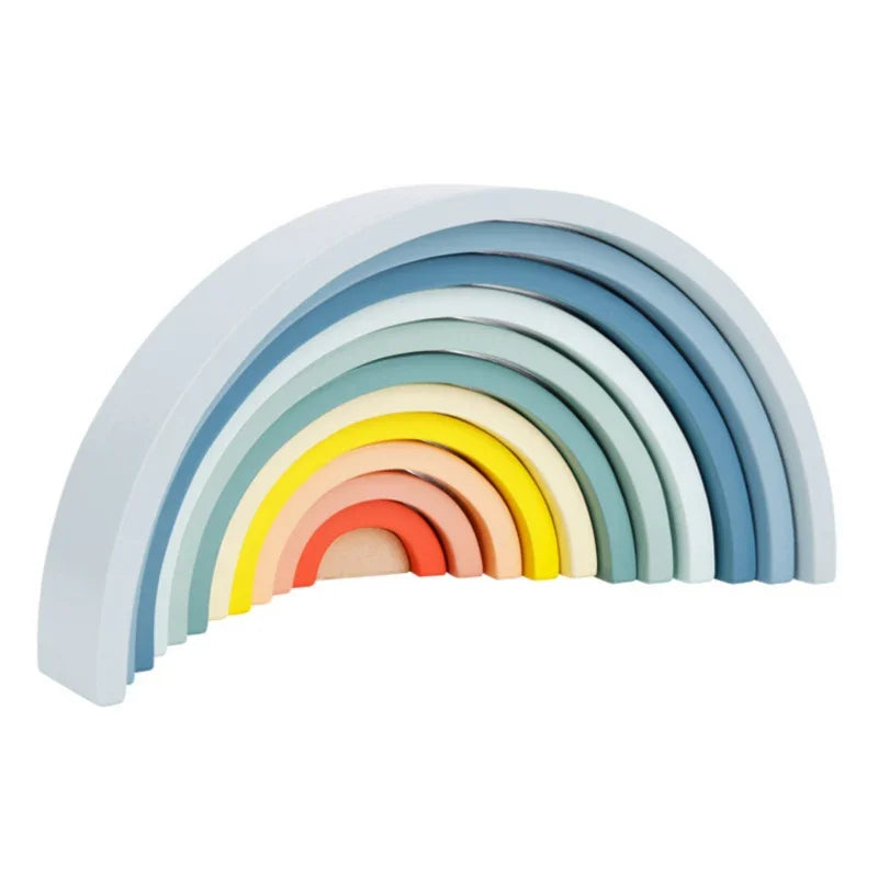 TOOKY TOY Pastelowa Układanka Drewniane Klocki Montessori Tęcza - zabawki-dla-dziewczynki