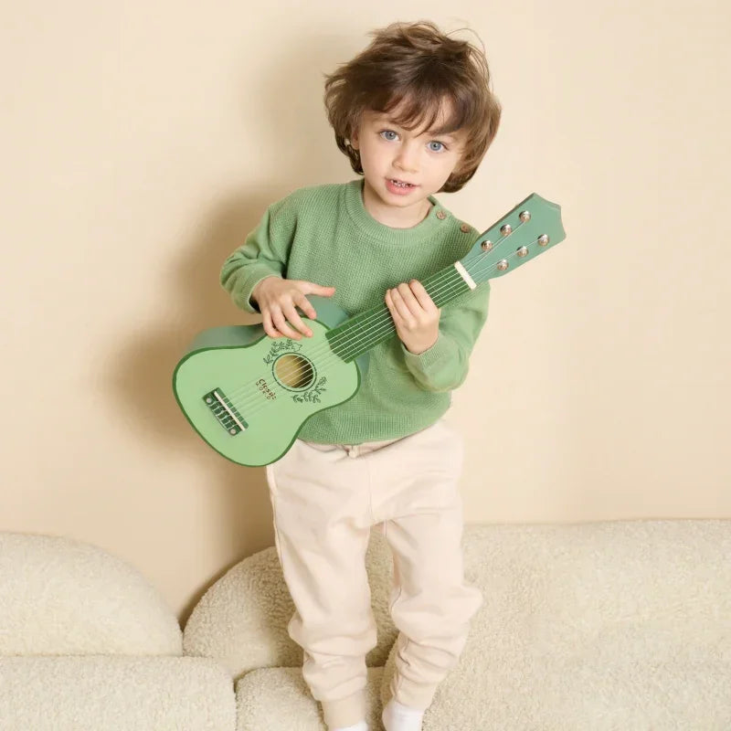 Drewniana gitara CLASSIC WORLD vintage zabawka muzyczna edukacyjna  - zabawki-dla-dziewczynki