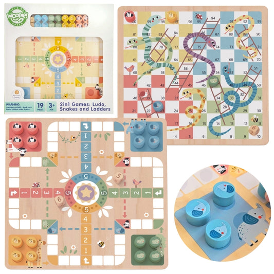 WOOPIE GREEN Gry Planszowe Logiczne 2w1 Ludo Chińczyk + Uwolnij Zwierzątka - zabawki-dla-dziewczynki